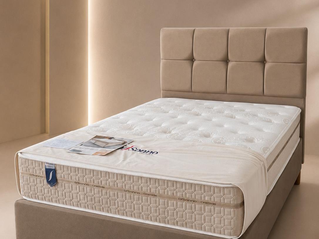 Cama com cabeceira estofada e colchão — Girassol Sofás, Apiúna
