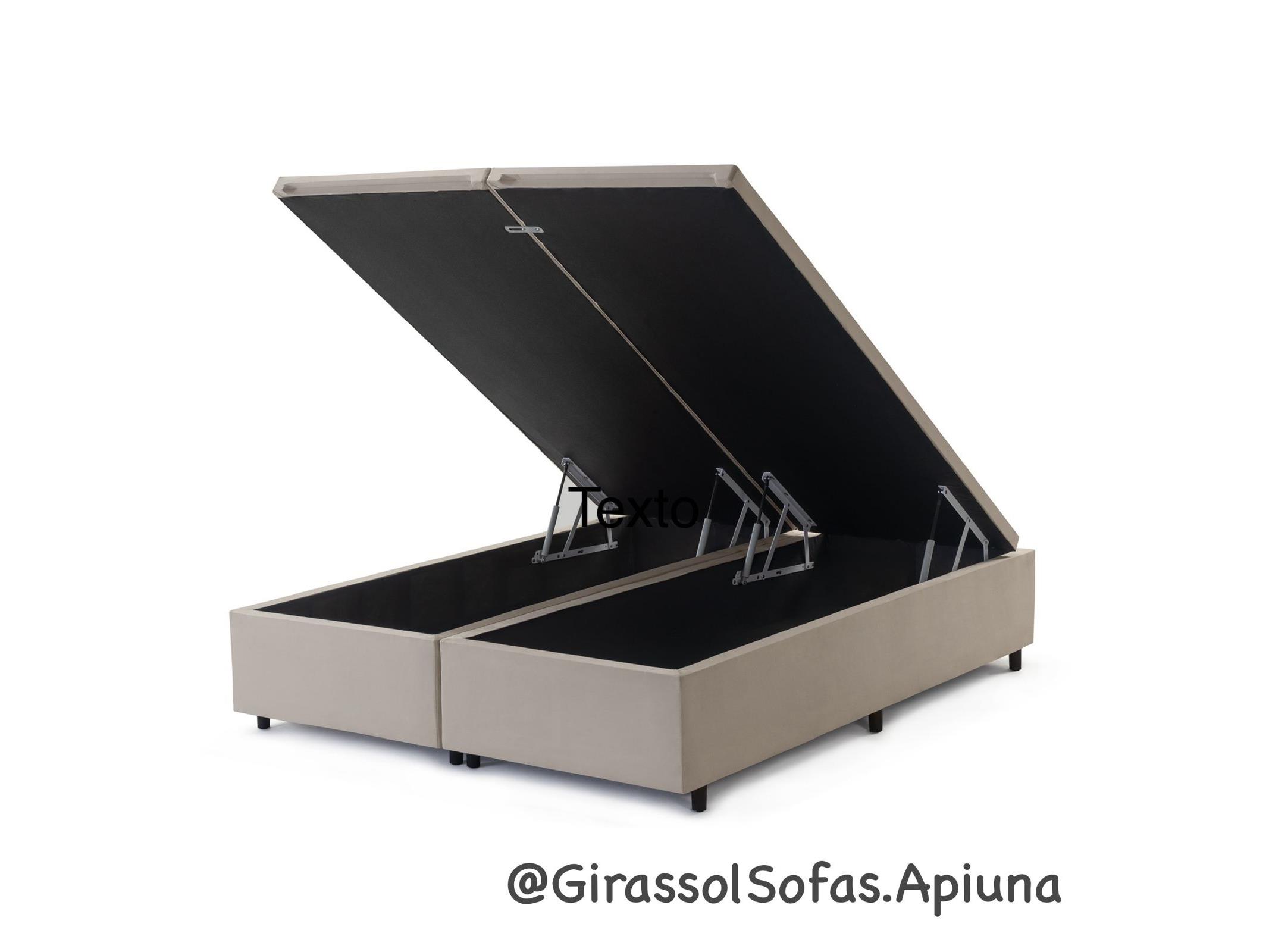 Cama box baú bege com compartimento — Girassol Sofás, Apiúna